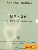 SIP-SIP MP-3K, Jig Boring Machine, Service Manual 1957-MP-3K-01